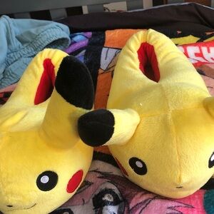 Yellow Pikachu Plush Slippers for Kids